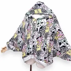 scolar 動物 総柄 ドルマン袖 ジップアップ パーカー アニマル