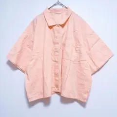 リッチガール　オーバーシャツ　半袖シャツ　サーモンピンク
