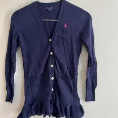 【美品】ラルフローレン ペプラム コットン カーディガン ネイビー フリル