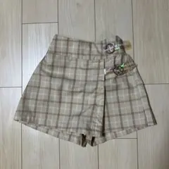 ピンクラテ ベージュ チェック柄 ラップスカート XXS/140