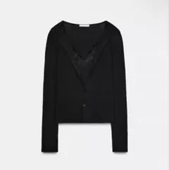 完売品 ZARA コンビネーションレーストップジャケット S ブラック ZARA コンビネーションレーストップジャケット 選べるカラー (ZARA