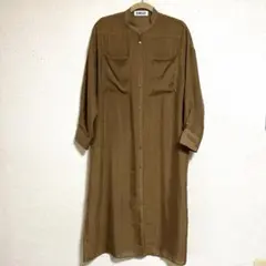 ロングシャツブラウス　ブラウン