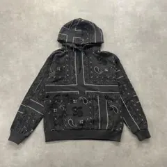 【新品】ZARA パーカー ペイズリー バンダナ柄 ブラック XLEC6
