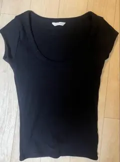 ZARA 半袖 リブ Tシャツ ブラック Mサイズ ミニTシャツ