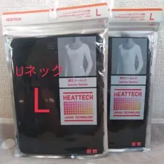 ユニクロ　ヒートテック　UネックT（八分袖）Lサイズ　 黒　2枚　k7u