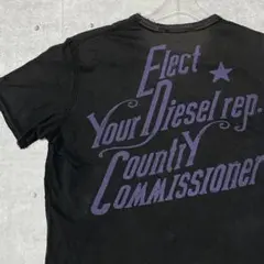 DIESEL ダメージ加工 Vネック Tシャツ 染み込みプリント ディーゼル
