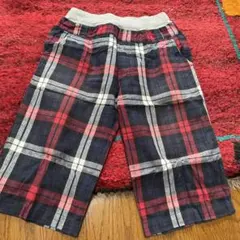 良好ネイビー レッド チェック柄 ハーフパンツ
