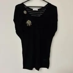 NUEVIS COSTUME ビジュー装飾 半袖カットソー ブラックのサムネイル