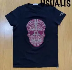 【美品】USUALIS スカル ラインストーン Tシャツ ブラック Lのサムネイル