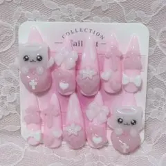 ネイルチップ 量産型 地雷系 ピンク ねこ 天使