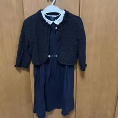 ネイビー 襟付きドレス カーディガン付き