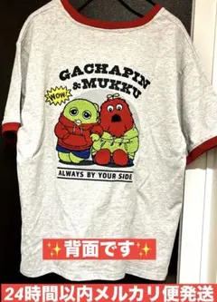 【新品タグ付き】ガチャピン＆ムック Tシャツ グレー M-Lサイズ