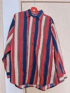 【下北沢・古着】コーデュロイシャツ ストライプM 差し色