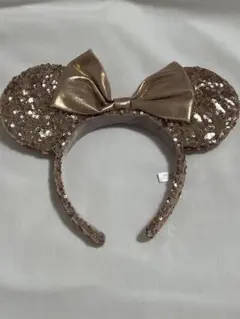 ディズニー　カチューシャ　ミニー　ピンク　ベージュ　スパンコール