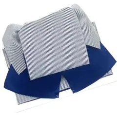 ☆新品未使用☆女性用浴衣・着物　簡単着付け　青系縞模様　結び帯　作り帯