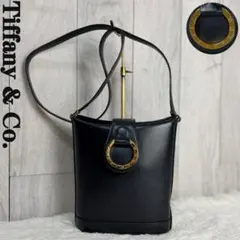 希少♡ヴィンテージ♡ティファニー ロゴ サークル金具 レザー ショルダーバッグ