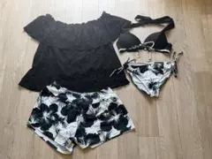 新品 水着 レディース 4点セット Mサイズ 体型カバー 花柄 ビキニ