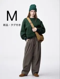 【新品】GU バレルレッグプルオンパンツ Q オリーブ　Mサイズ
