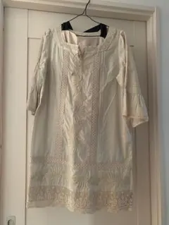 ベージュ ワンピース RoseTiara L 42 森ガール　セット　リボン　花