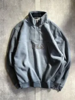 FILA 90s ロゴ ハーフジップフリースジャケット ライトブルー