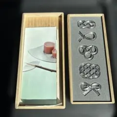 結び文様 箸置き 5個セット 木製トレイ付き