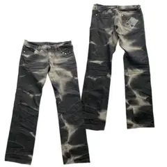 00s スカル ラインストーン スタッズ ブリーチデニムお兄系グランジロック