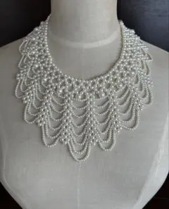 パールつけ襟 エレガント アンティーク レース編みデザイン