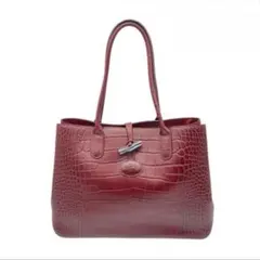 Longchamp Roseau クロコ型押し　ワインレッドのサムネイル