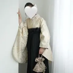 袴 2点セット ベージュ金彩・糸菊