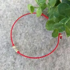 カレンシルバー　お守り　ミサンガ　丸柄系　レッド　ブレスレットorアンクレット