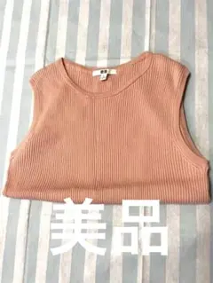 美品　ユニクロ レディース　ノースリーブ 　リブ　Tシャツ　ピンク　XL