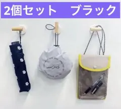【2個セット】磁石付きインテリアフック　ブラック　3coins