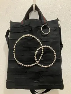 希少 COMME des GARÇONS パールチェーン トートバッグ ネイビー - メルカリ
