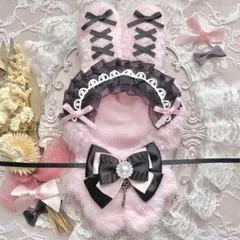 ぬい服 ୨୧ 10~13cm うさぎ ୨୧ ピンク×黒
