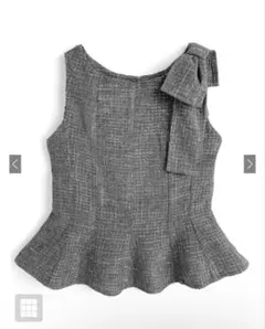 GRL ツイードショルダーリボンノースリーブペプラムトップス dk1635