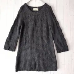 ザラ リブ ニット セーター アンゴラ M 黒 横スリット