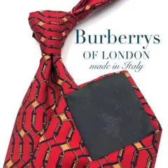 【美品】Burberrys OF LONDON ネクタイ 幾何学模様 レッド 赤