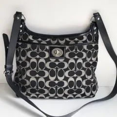 美品✨COACH コーチ ショルダーバッグ キャンバス シグネチャー ブラック