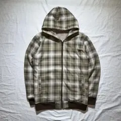 Y2K 裏原　hoodie ボア　チェック　フルジップ　パーカー