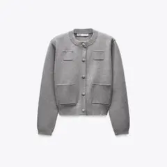 ZARA プレーンニットジャケットパデッドショルダー