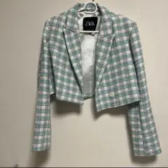 ZARA ツイードクロップドジャケット