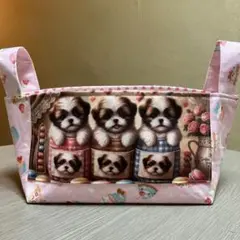 ハンドメイド チワワちゃんかご柄蓋付きバスケットU^ェ^U♡ - メルカリ