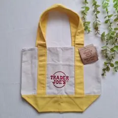 トレーダージョーズ　ミニキャンバストートバッグ　タグ付き　ミニ　イエローホワイト