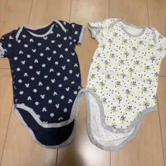 ミッキー柄・花柄ロンパースセット　80センチ　2個セット　半袖肌着