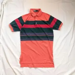 【Ralph Lauren】90sマルチカラーボーダーポロシャツ　オレンジ系