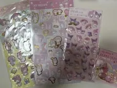 4点SET！♡マイメロディー シールセット♡箔押しシール、フレーク、ぷっくり♡