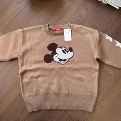 Disney ミッキーマウス 長袖ニットセーター ベージュ