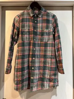 EDWIN チェック柄長袖ロングシャツ