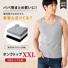 XL メンズ タンクトップ 綿100％ 3枚セット 速乾 ジム 父の日にも
