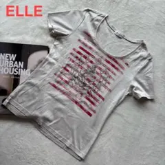 ELLE 美品 半袖 Tシャツ マリンモチーフ プリント いかり 楽ちん 白 五のサムネイル